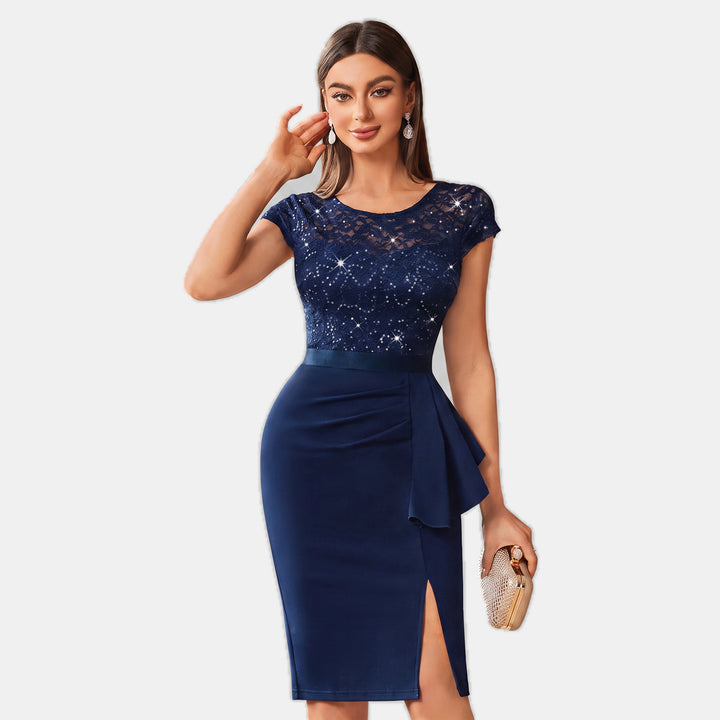 Women's Sequin Floral Short Cocktail Dress, Knee Length Bodycon