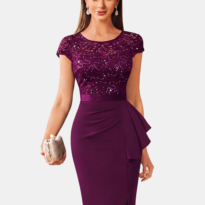 Women's Sequin Floral Short Cocktail Dress, Knee Length Bodycon