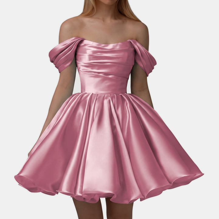 Women's A Line Mini Cocktail Dress, Off Shoulder Sweetheart Tulle