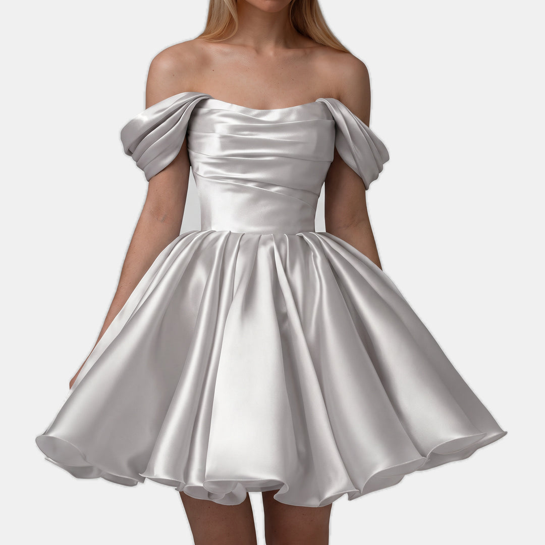 Women's A Line Mini Cocktail Dress, Off Shoulder Sweetheart Tulle