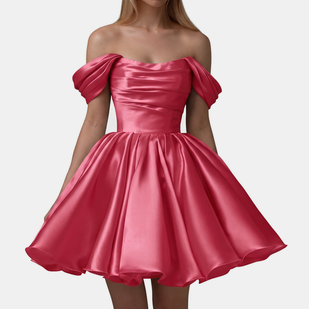 Women's A Line Mini Cocktail Dress, Off Shoulder Sweetheart Tulle