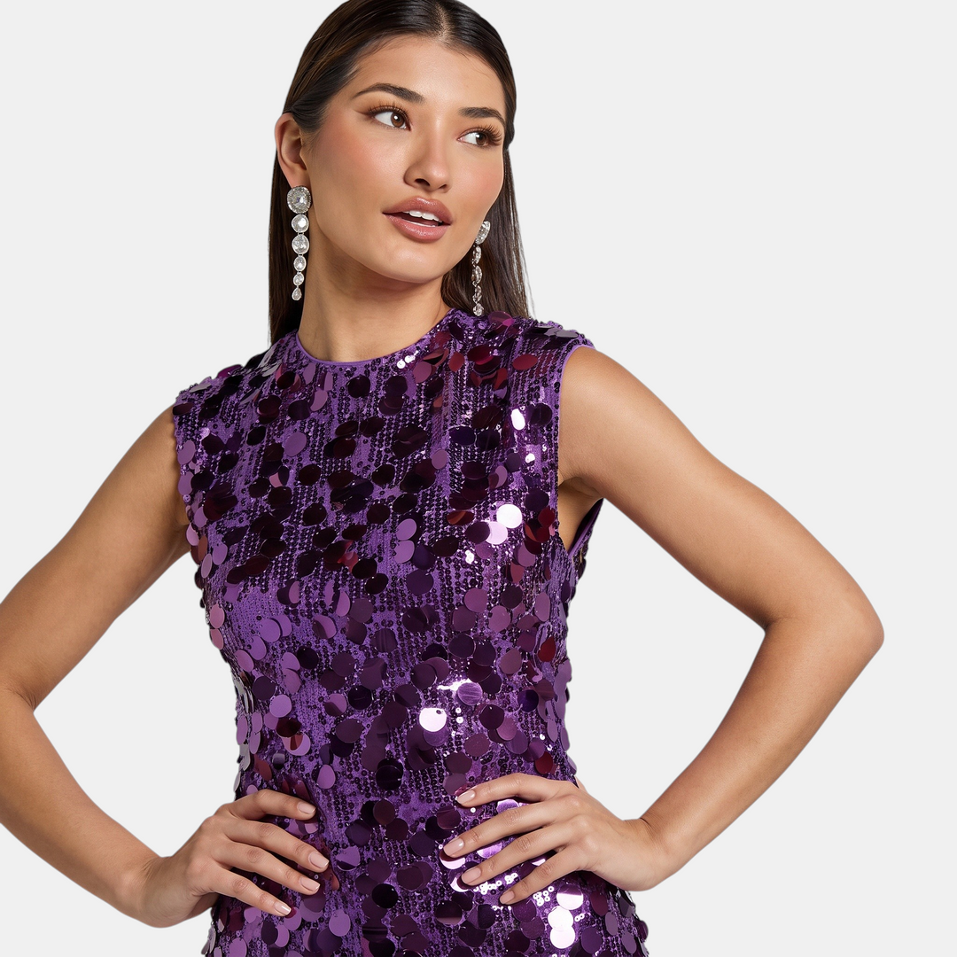 Women's A Line Mini Cocktail Dress, Sleeveless Sequin Sparkly