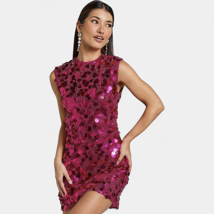 Women's A Line Mini Cocktail Dress, Sleeveless Sequin Sparkly
