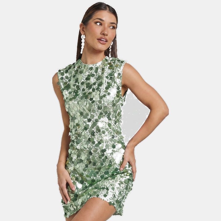 Women's A Line Mini Cocktail Dress, Sleeveless Sequin Sparkly