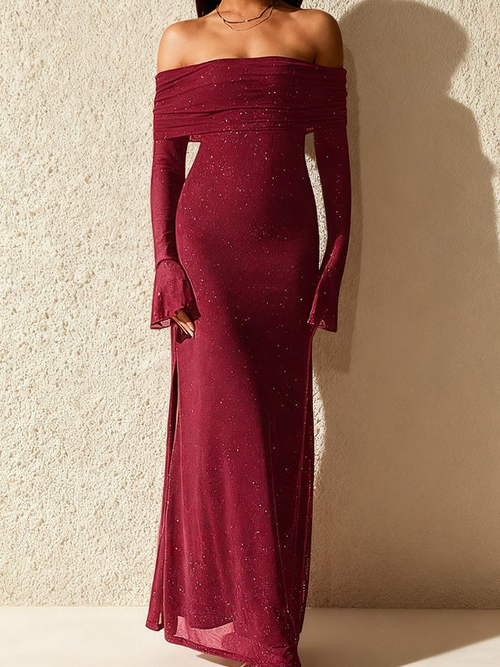 Women's Sleeve Cocktail Dress, Off Shoulder Bodycon Maxi