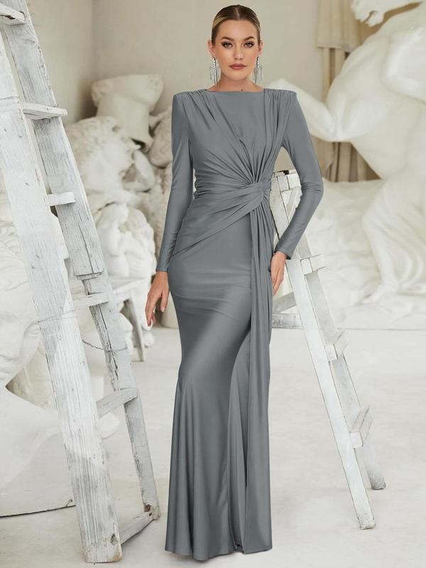 Women's Bodycon Long Sleeve Maxi Dress, Ruched Mermaid Fit