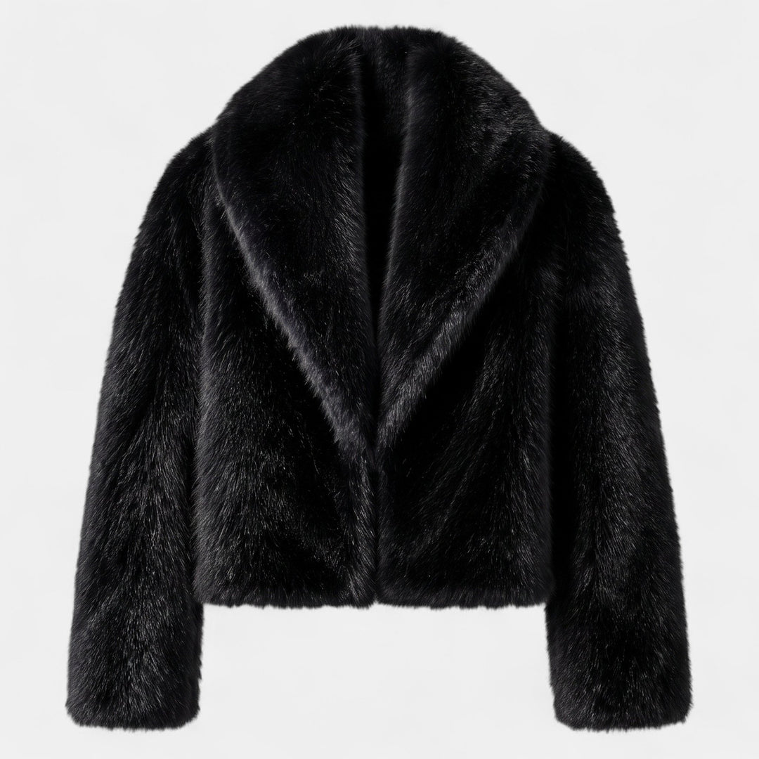 Women's Cropped Oversized Faux Fur Coat, Boxy Open Front
