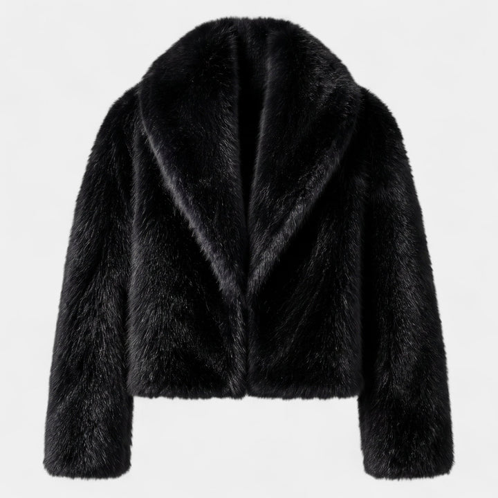 Women's Cropped Oversized Faux Fur Coat, Boxy Open Front
