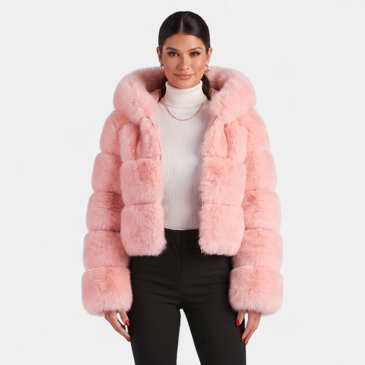 Women's Faux Fur Coat, Oversized Open Front Hood Long Sleeves