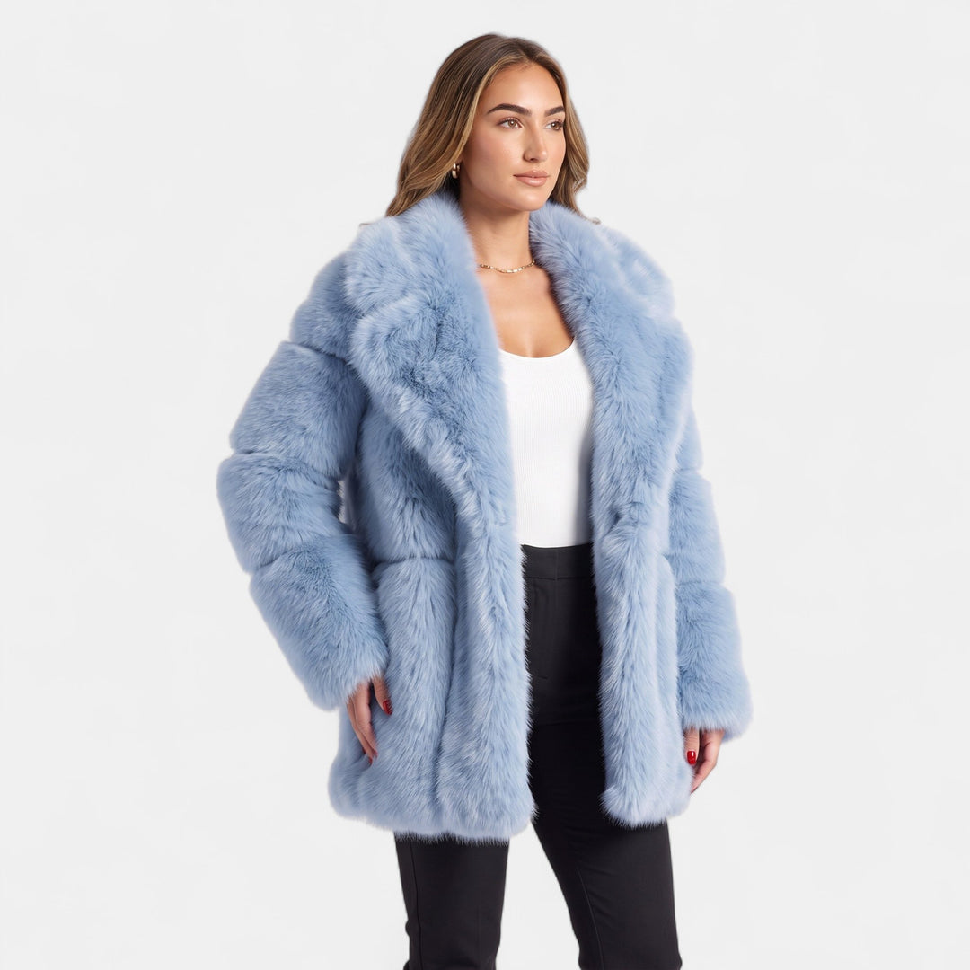 Women's Faux Fur Coat, Oversized Open Front Hip Length