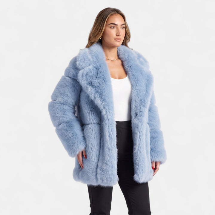 Women's Faux Fur Coat, Oversized Open Front Hip Length