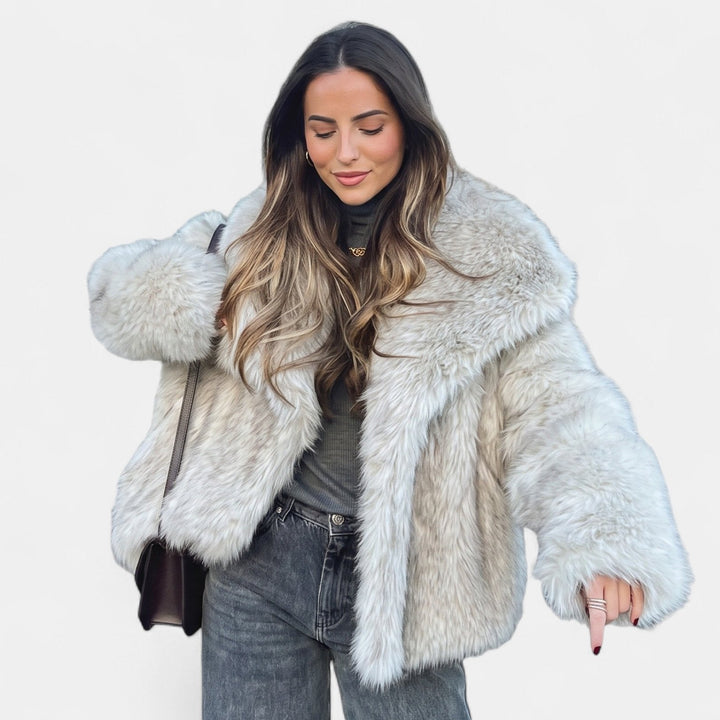 Women's Oversized Faux Fur Coat, Open Front Long Sleeves