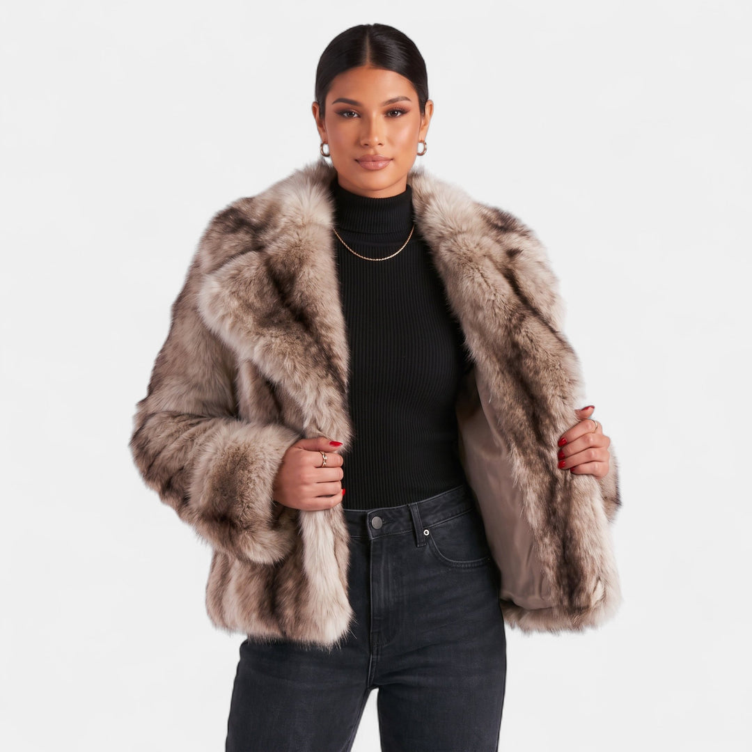 Women's Oversized Faux Fur Coat, Shawl Collar Open Front