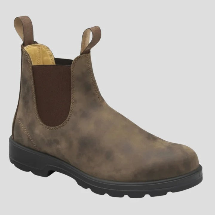 Women's Flat Chunky Chelsea Boots, Round Toe Gusset Pull Tabs