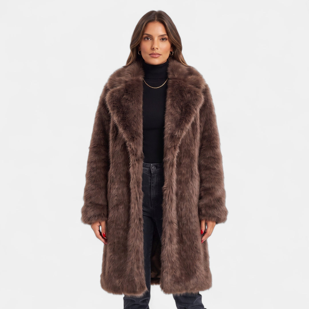 Women's Oversized Faux Fur Coat, Shaggy Long Sleeves