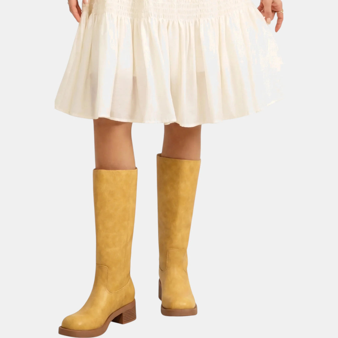 Women's Riding Knee High Boots, Block Heel Round Toe