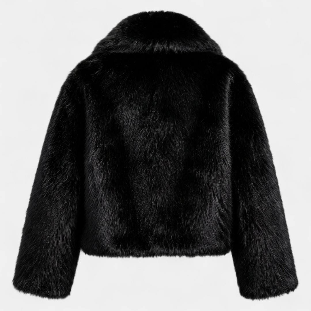Women's Cropped Oversized Faux Fur Coat, Boxy Open Front