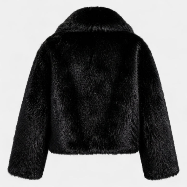 Women's Cropped Oversized Faux Fur Coat, Boxy Open Front