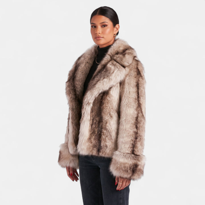 Women's Oversized Faux Fur Coat, Shawl Collar Open Front