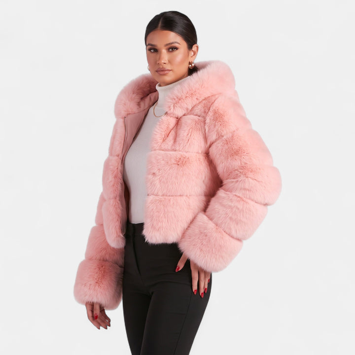 Women's Faux Fur Coat, Oversized Open Front Hood Long Sleeves