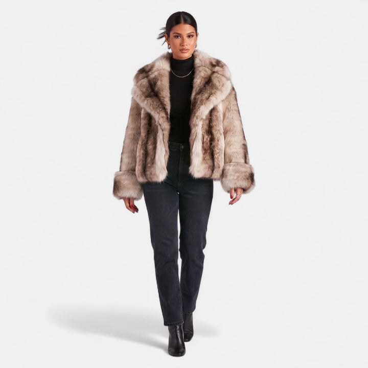 Women's Oversized Faux Fur Coat, Shawl Collar Open Front