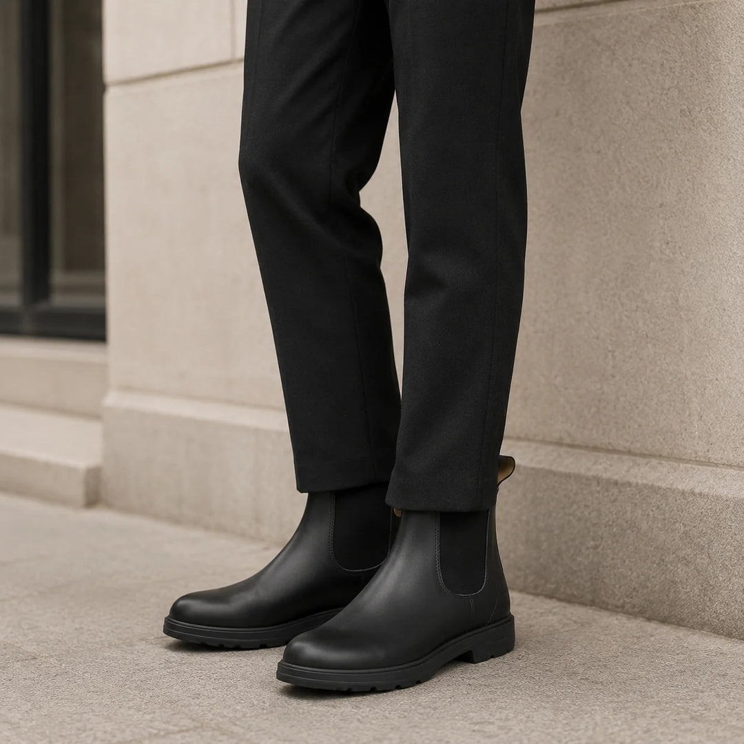 Women's Chunky Chelsea Boots, Low Block Heel Lug Sole Pull Tab