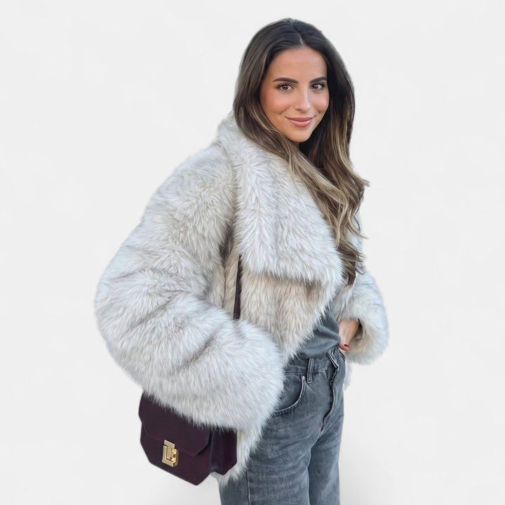 Women's Oversized Faux Fur Coat, Open Front Long Sleeves