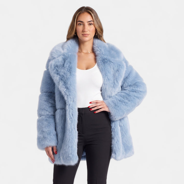 Women's Faux Fur Coat, Oversized Open Front Hip Length