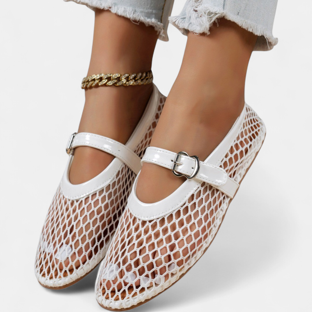 Women's Ballet Flat Mary Jane Shoes, Round Toe Patent Buckle
