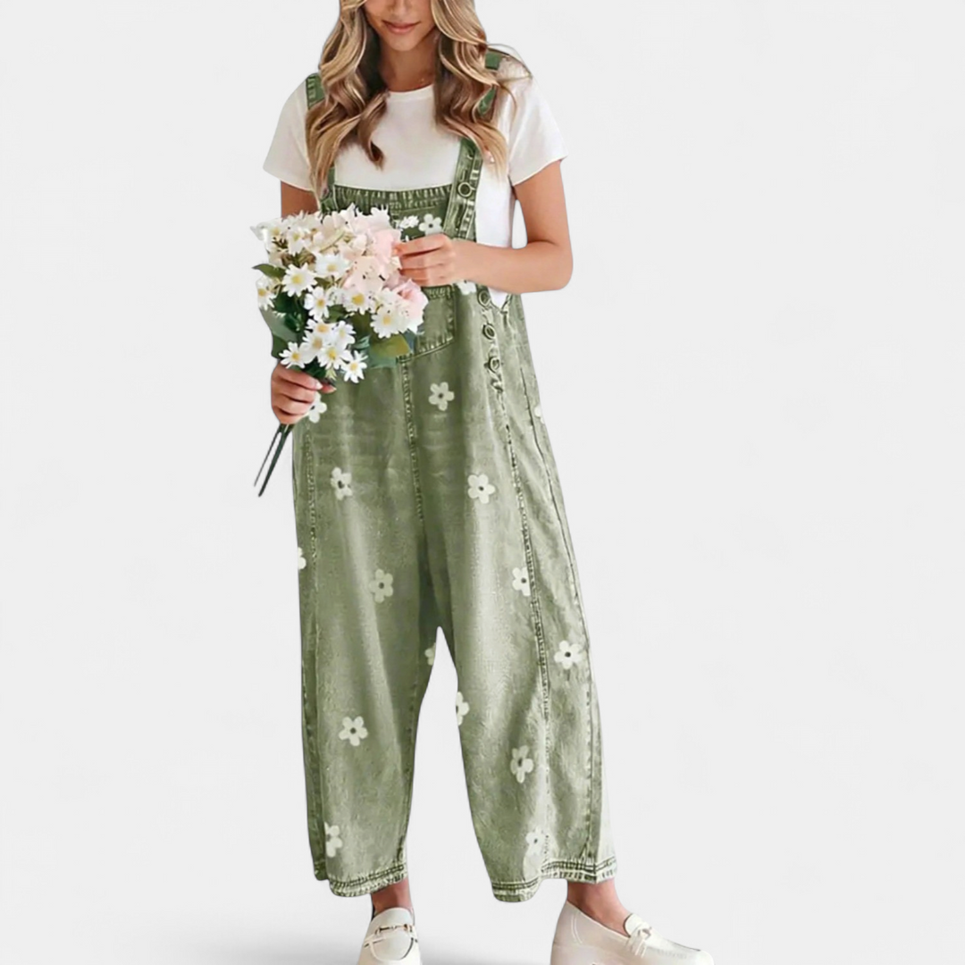 Women's Wide Leg Denim Jumpsuit, Relaxed Bib Front
