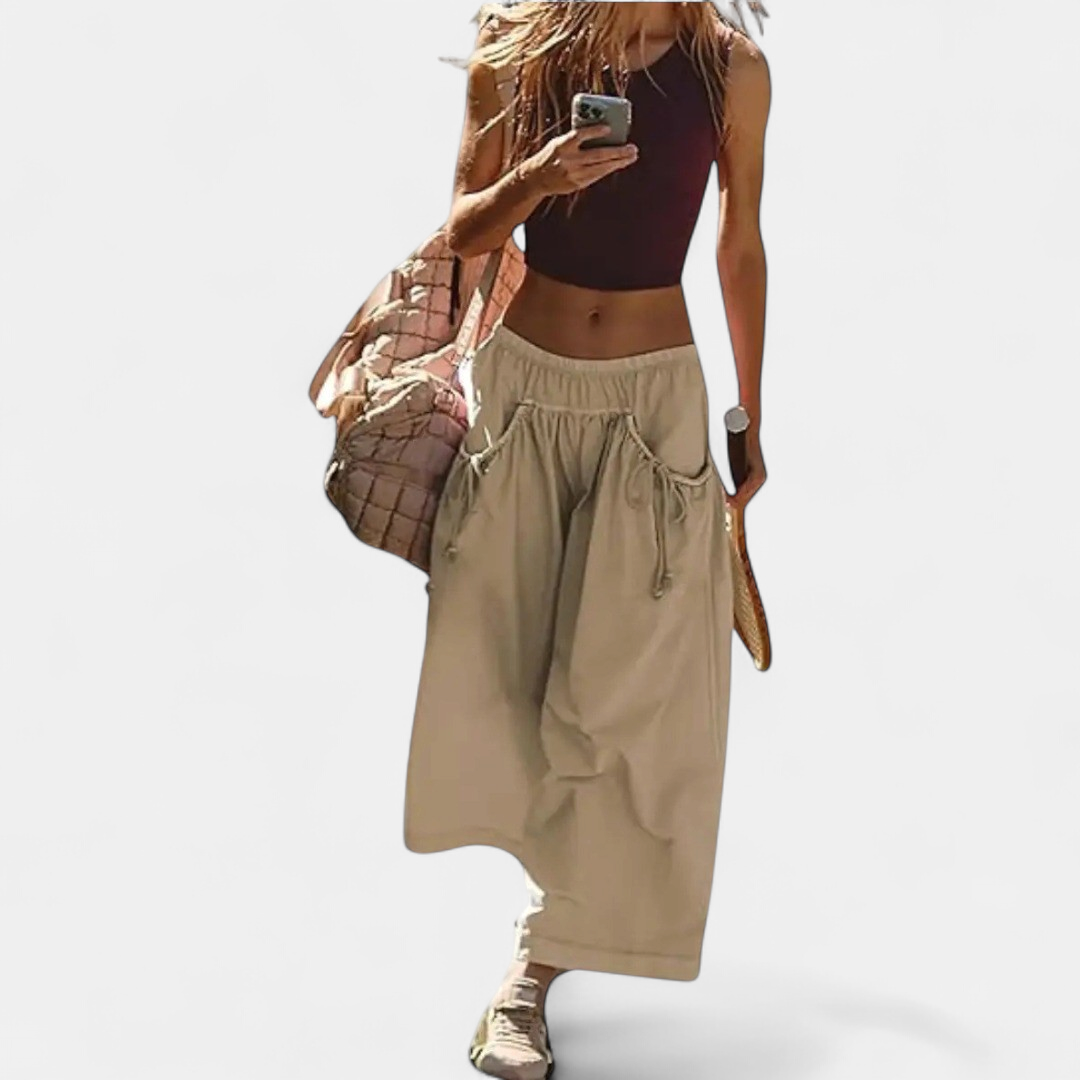Women's Maxi Skirt, Elastic Waistband Drawstring Waist