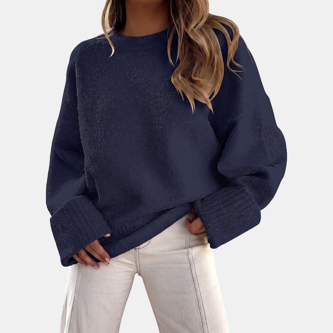 Women's Cropped Oversized Sweater, Pullover Drop Shoulder