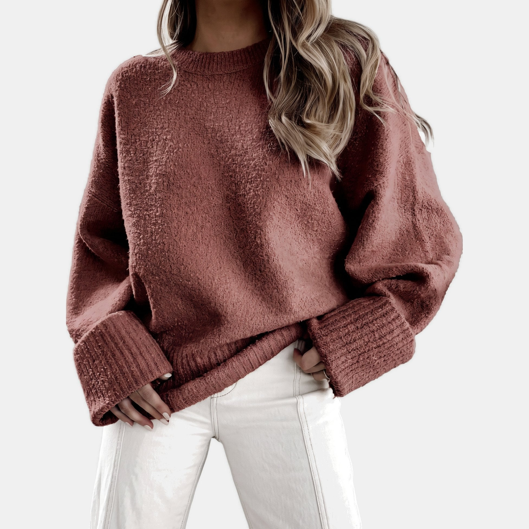 Women's Cropped Oversized Sweater, Pullover Drop Shoulder