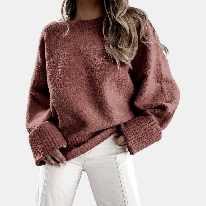 Women's Cropped Oversized Sweater, Pullover Drop Shoulder