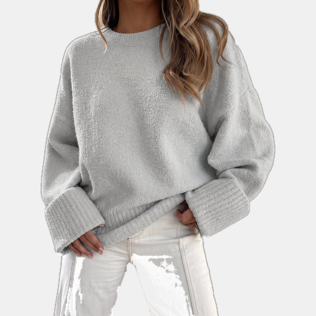 Women's Cropped Oversized Sweater, Pullover Drop Shoulder