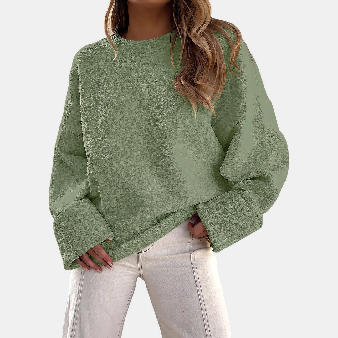 Women's Cropped Oversized Sweater, Pullover Drop Shoulder