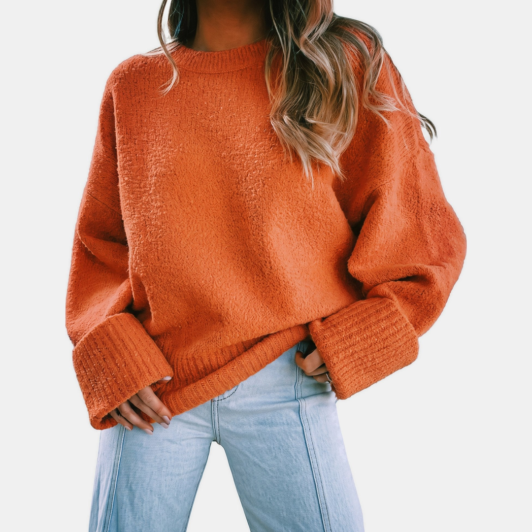 Women's Cropped Oversized Sweater, Pullover Drop Shoulder