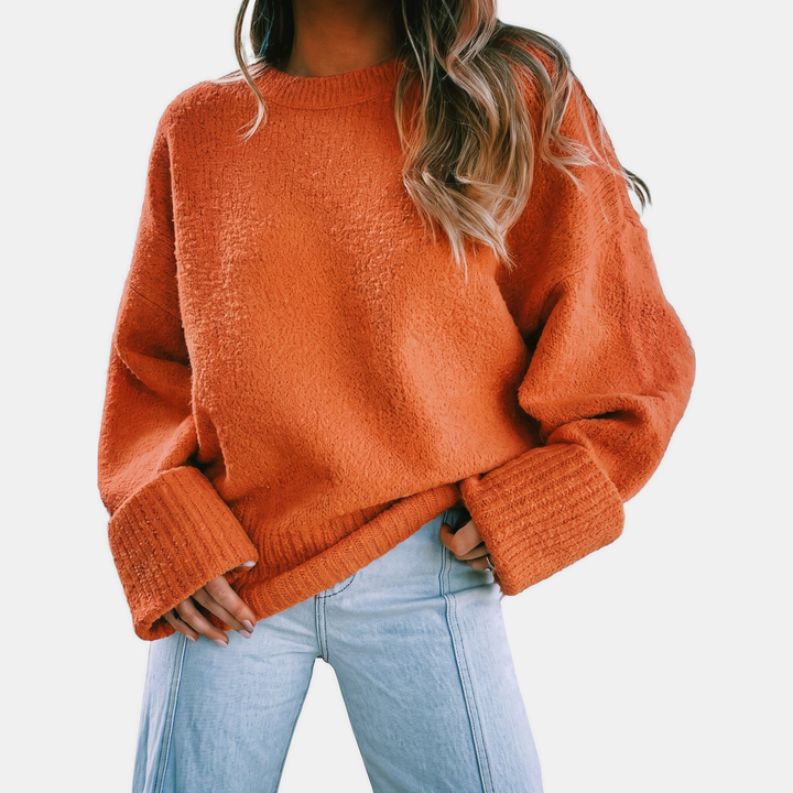 Women's Cropped Oversized Sweater, Pullover Drop Shoulder