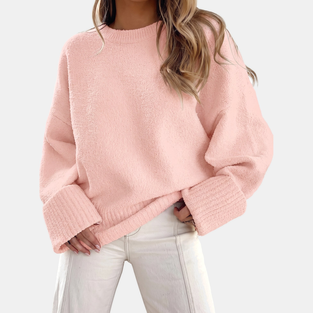 Women's Cropped Oversized Sweater, Pullover Drop Shoulder