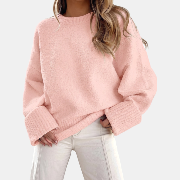 Women's Cropped Oversized Sweater, Pullover Drop Shoulder
