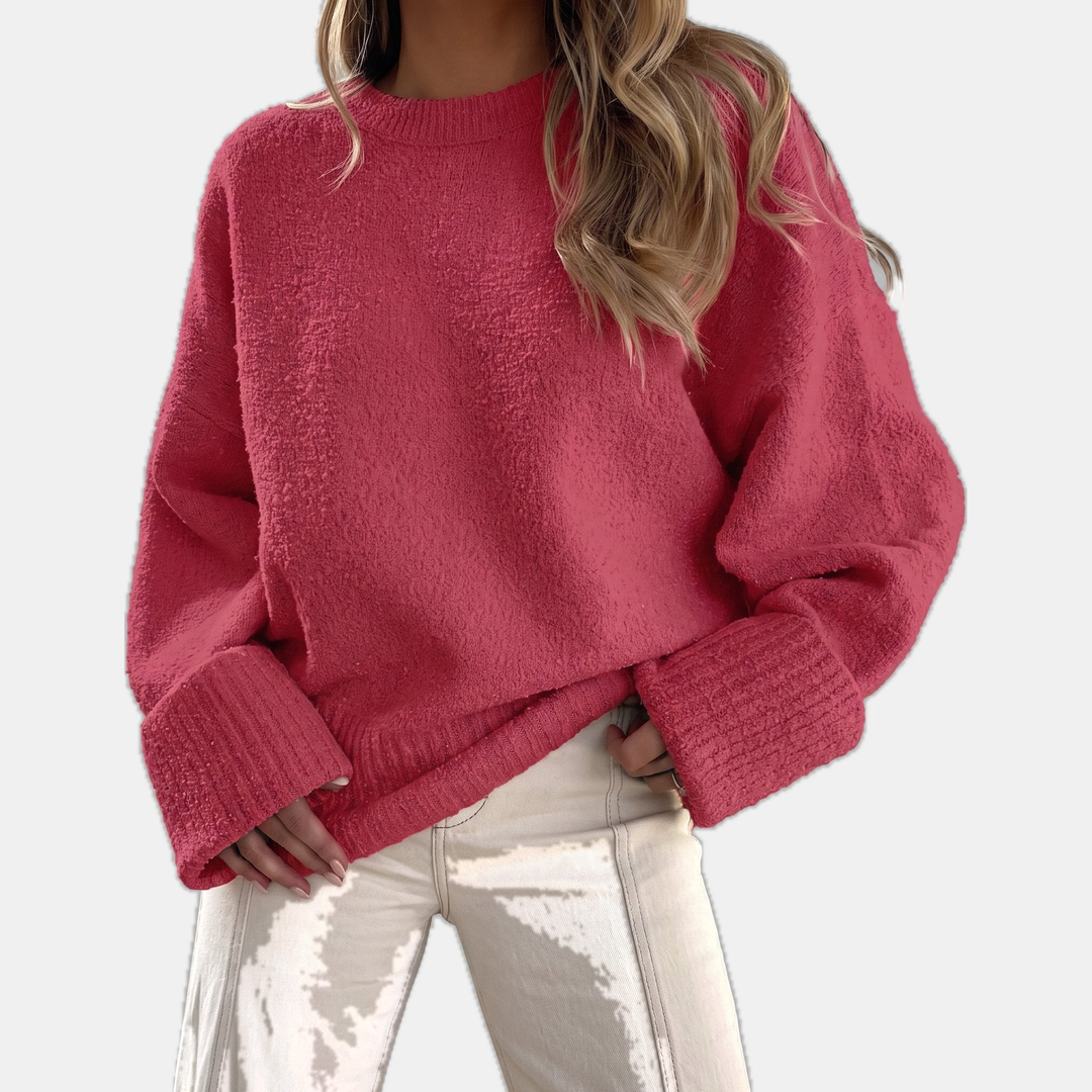 Women's Cropped Oversized Sweater, Pullover Drop Shoulder