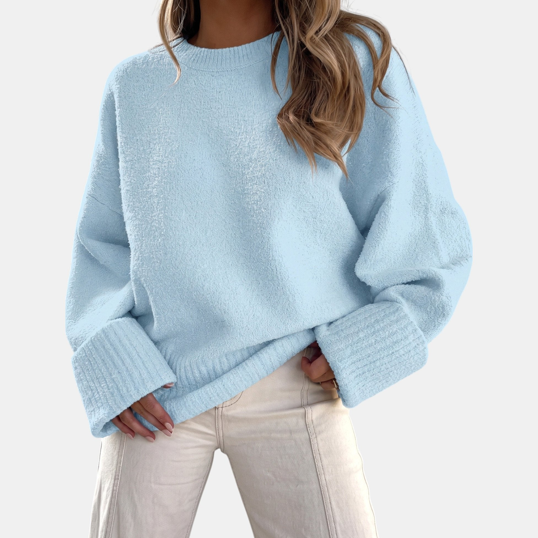 Women's Cropped Oversized Sweater, Pullover Drop Shoulder
