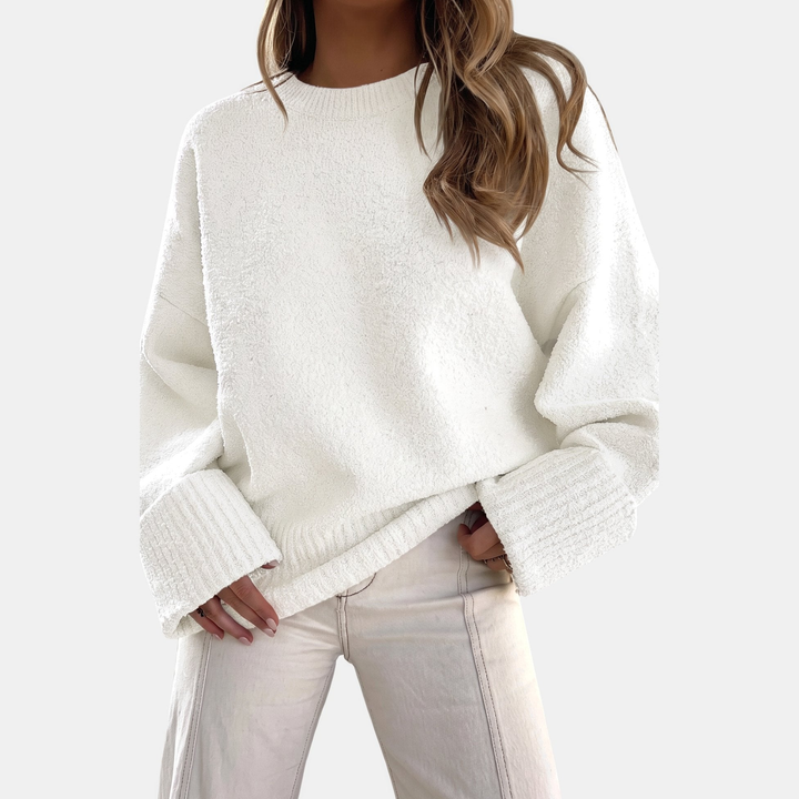 Women's Cropped Oversized Sweater, Pullover Drop Shoulder