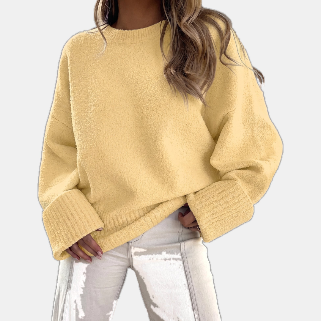 Women's Cropped Oversized Sweater, Pullover Drop Shoulder