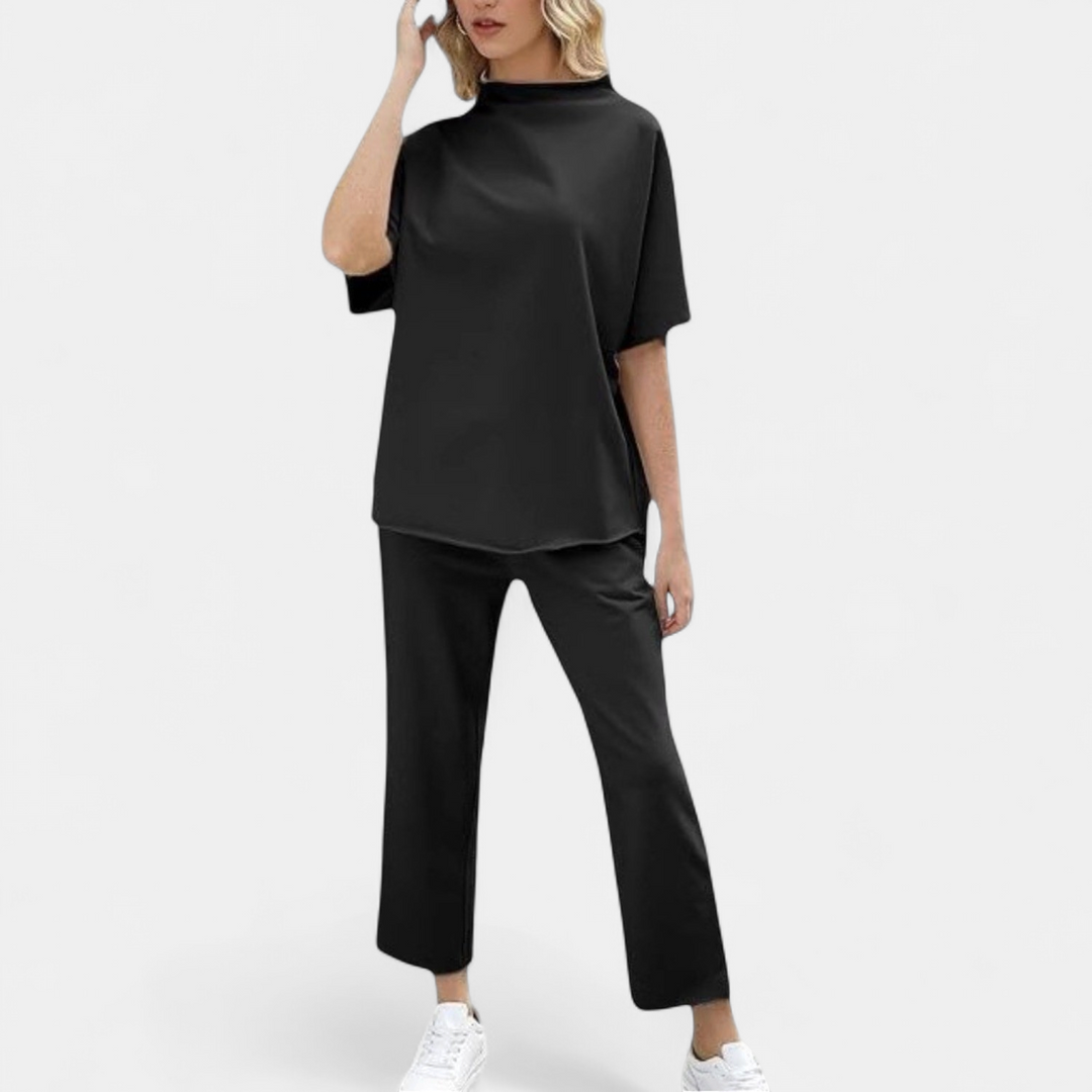 Women's Wide Leg Two Piece Loungewear Set, Draped Oversized