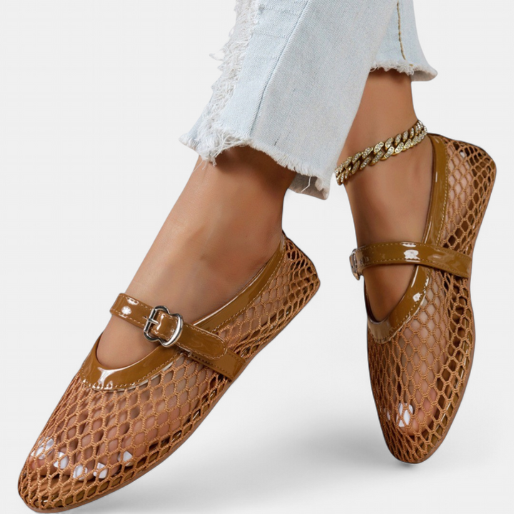 Women's Ballet Flat Mary Jane Shoes, Round Toe Patent Buckle