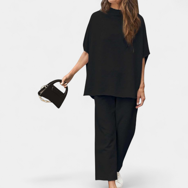 Women's Wide Leg Two Piece Loungewear Set, Draped Oversized