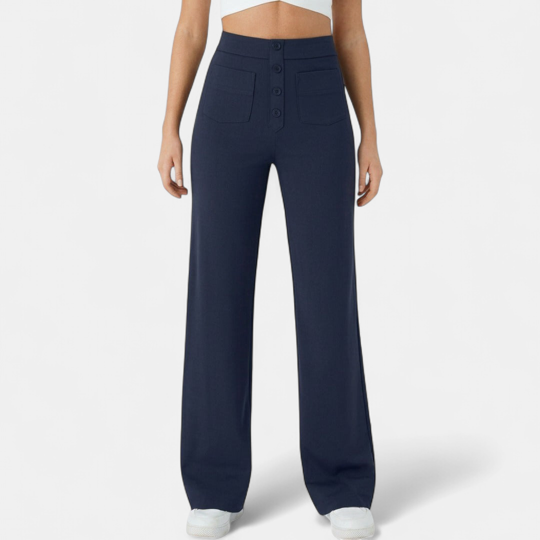 Women's High Waist Wide Leg Trousers, Patch Pocket