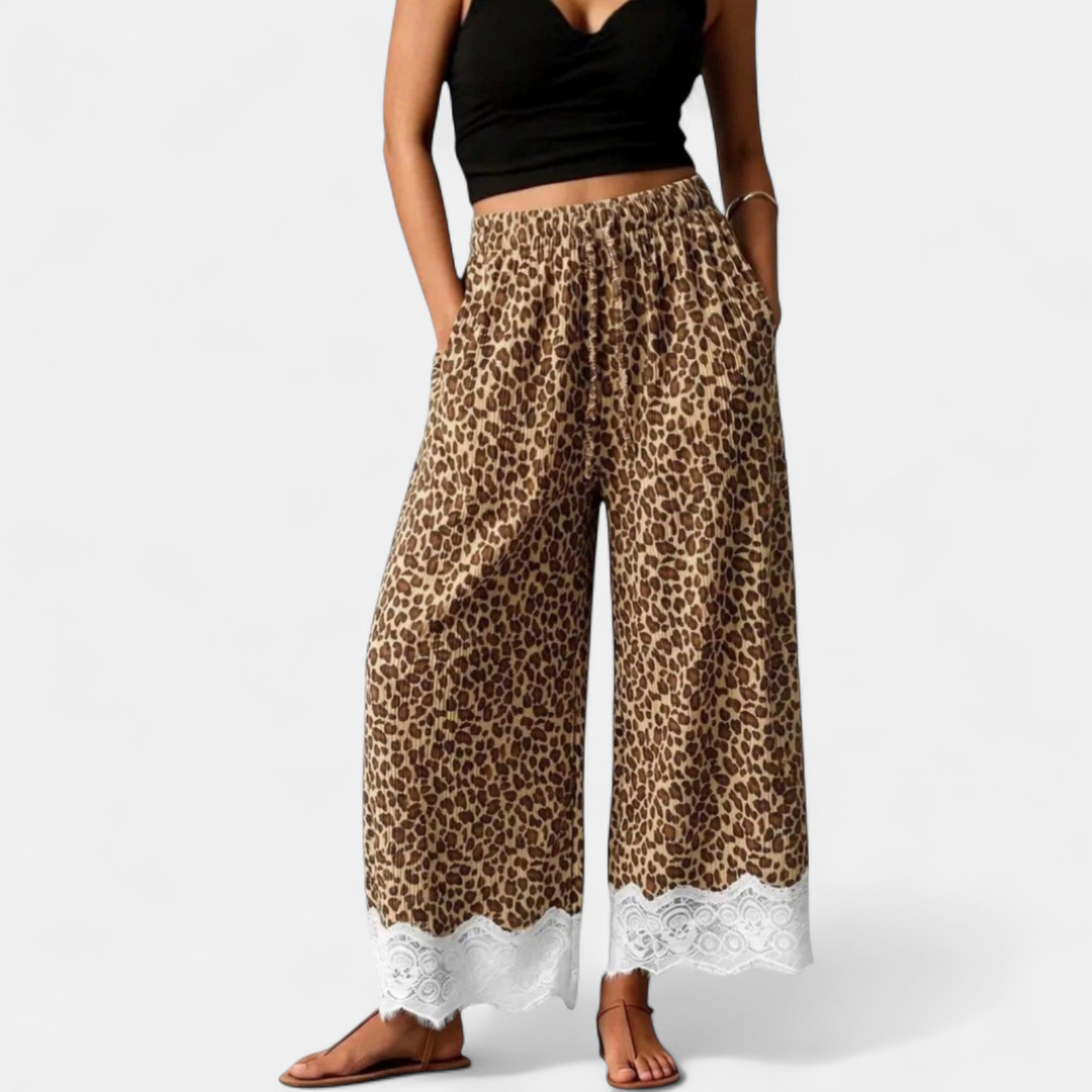 Women's Lace High Waist Wide Leg Trousers, Relaxed