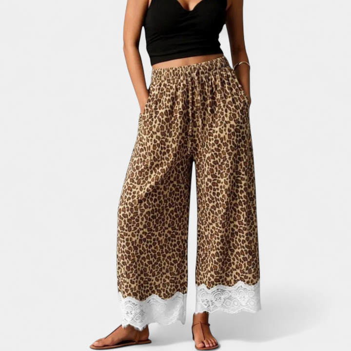 Women's Lace High Waist Wide Leg Trousers, Relaxed